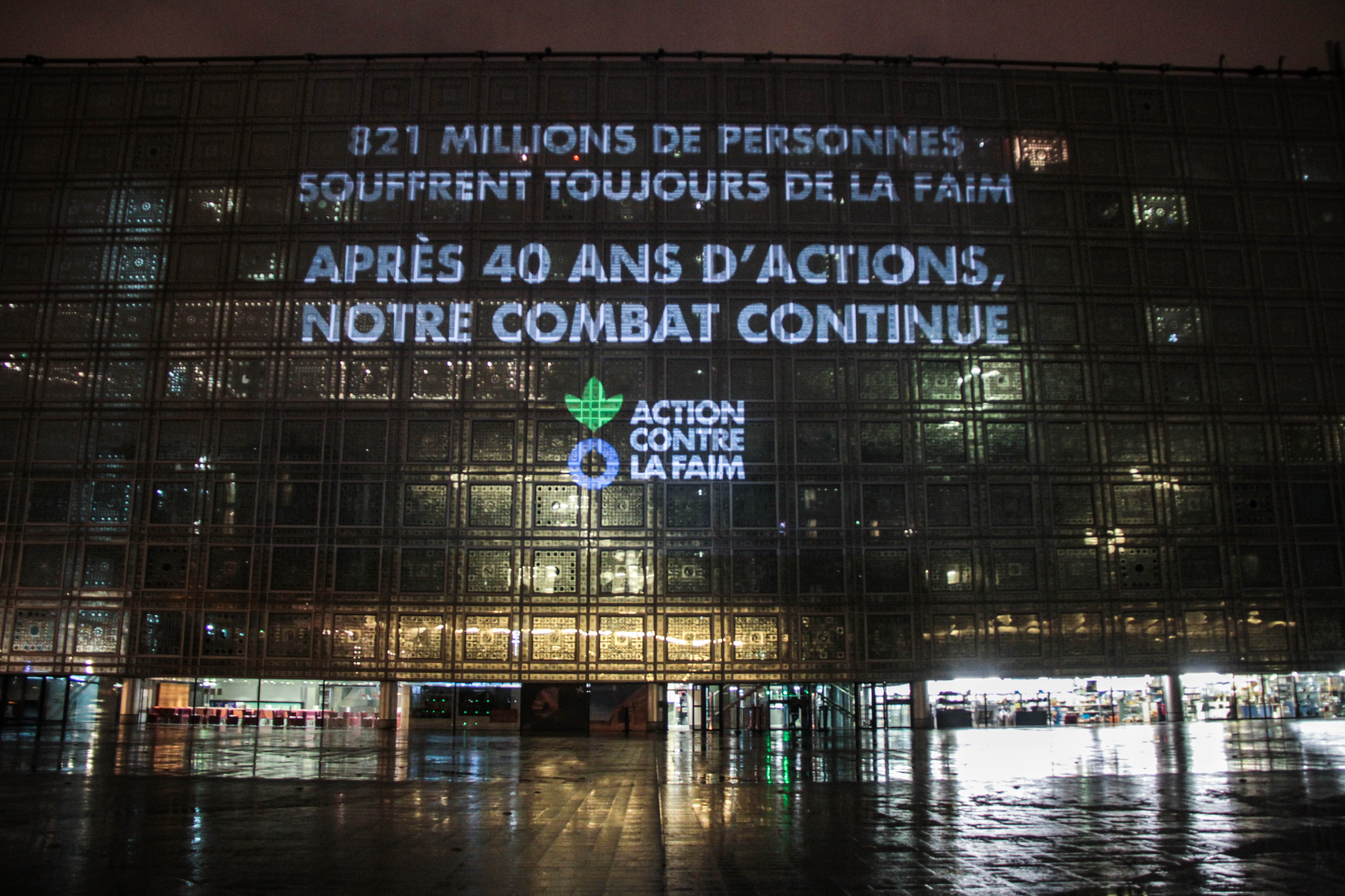 Institut du monde Arabe illuminations Action contre la Faim